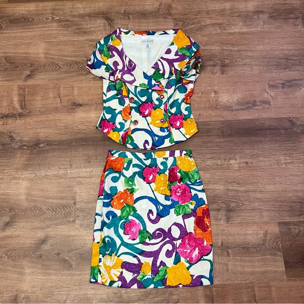 A.J. Bari Floral Skirt Suit Set